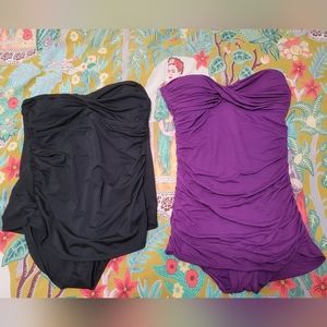 Bundle of two strapless, one-piece swimsuits,  size L